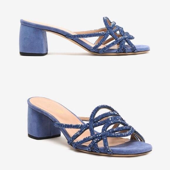 Maliparmi Cuts & Beads Slip On Mule Sandal Blue Size 7 - Picture 12 of 12